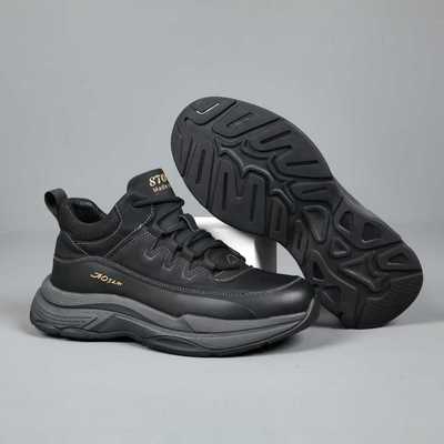 2025软底冬鞋男款运动加绒休闲鞋头层真牛皮厚底跑步鞋轻便运动鞋