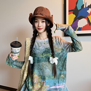 长袖T恤网纱防晒衣女宽松
