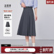 半身长裙a字半裙 百褶裙职场通勤正装 达佳诗灰色半身裙女秋款 西装