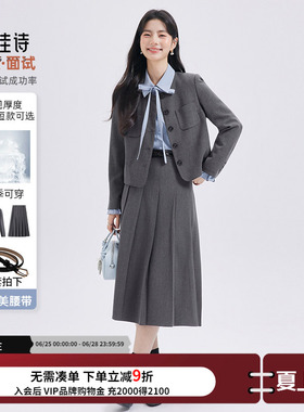达佳诗灰色面试西装套装女短款小个子职业正装大学生休闲西服外套