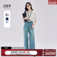 子 宽松通勤职场百搭微喇裤 达佳诗浅蓝色直筒牛仔裤 女高腰阔腿裤