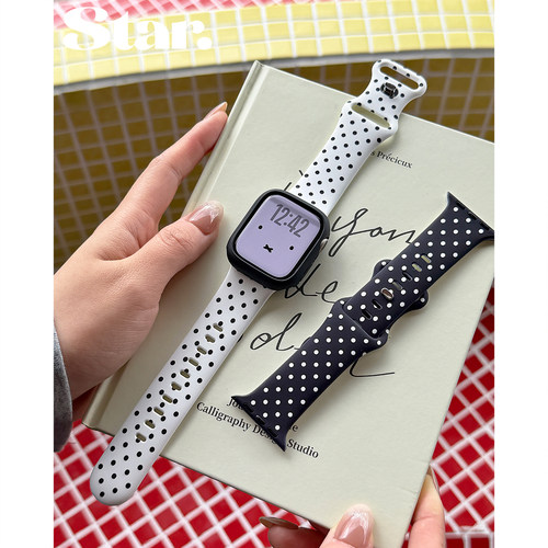 星光记黑白波点硅胶表带iWatch12