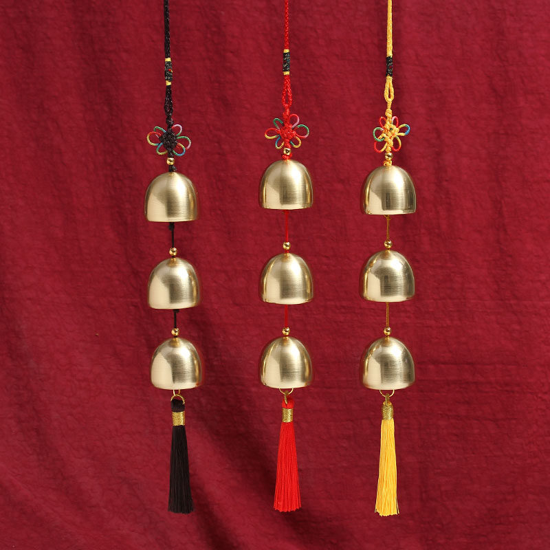 中式黄铜铃铛一串风铃挂饰家居室内店铺挂件可定制创意流苏中国结
