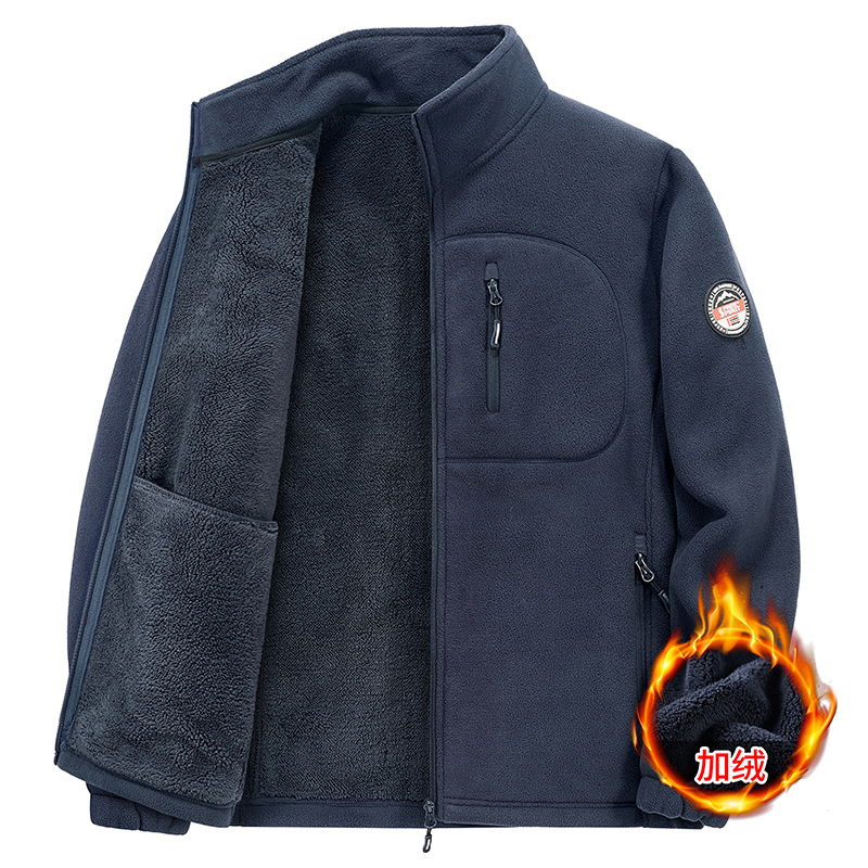 2025秋冬卫衣男款抓绒衣秋冬季加绒加厚中老年爸爸颗粒摇粒绒外套