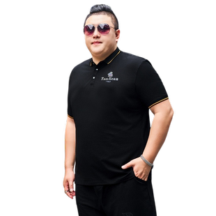 加肥加大码男士宽松短袖翻领polo衫特大号流行半袖t恤上衣280斤夏