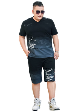 男装夏季加肥休闲运动超大宽松