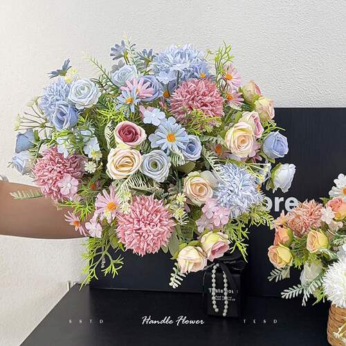 玫瑰花雏菊仿真花假花花束摆件