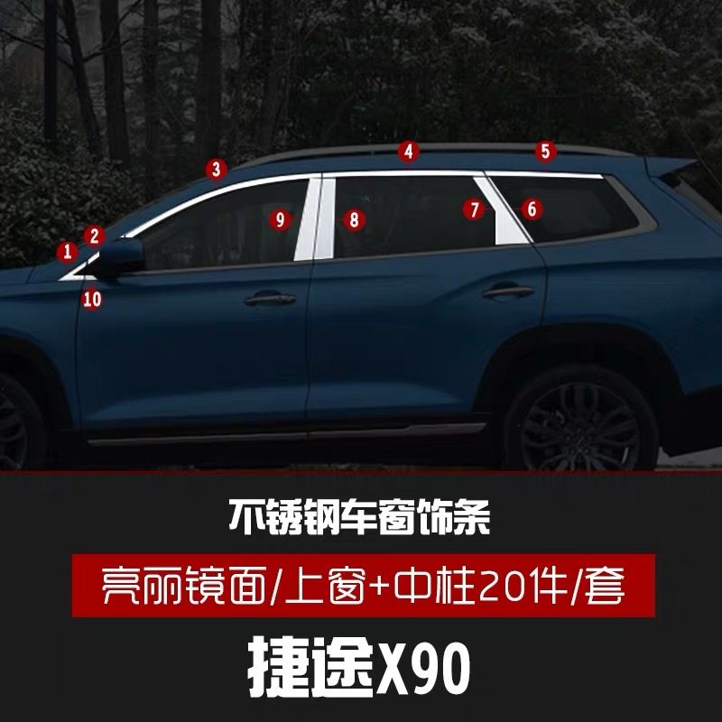 适用19-22款捷途x90车窗饰条不锈钢车身亮条门边条汽车装饰改装