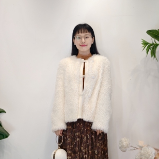 可路莎专柜256314秋冬宽松慵懒显瘦羊毛卷大气减龄短外套女