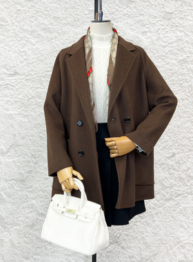 慢一点19068廓形双面呢女秋冬新品宽松落肩袖慵懒羊毛大衣