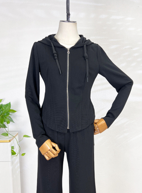 可路莎专柜233561A连帽拉链卫衣女春秋新款设计感小众修身外套