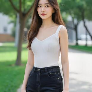 可路莎专柜242446撞边针织吊带背心女夏季 辣妹内搭打底上衣外穿