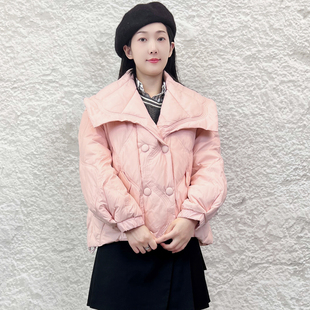 冬季新品慢一点20232淑女风减龄宽松短款羽绒服洋气面包服女