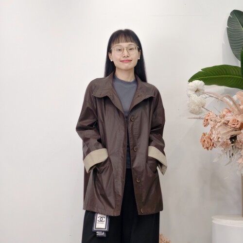 可路莎专柜253102春秋宽松休闲翻领风衣中长款外套女