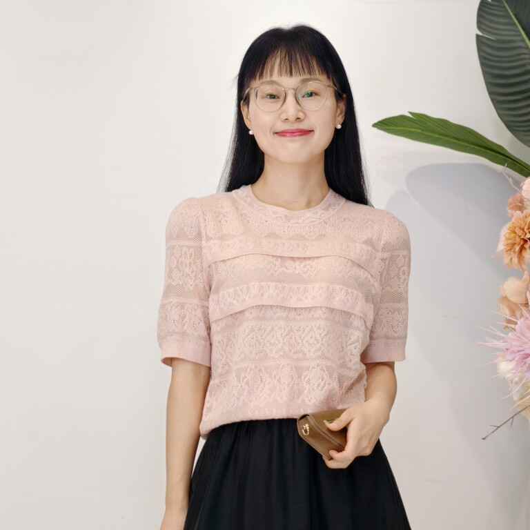 可路莎专柜242627设计感镂空针织T恤夏季法式蕾丝薄款气质短袖