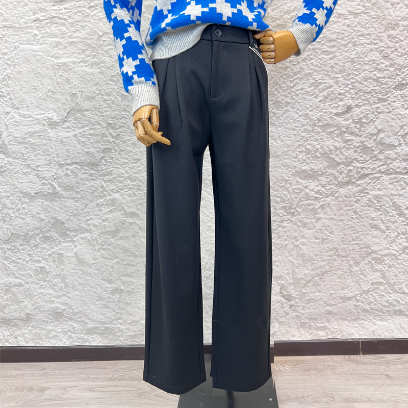 中高腰休闲拖地长裤直筒裤