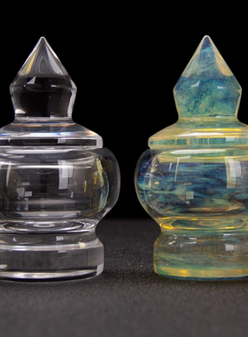 藏传品天然小号黄水晶佛塔供奉藏红花水晶塔摆件