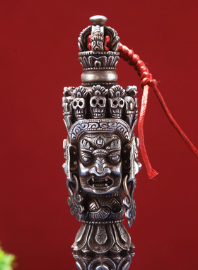 藏式普巴金刚杵降魔杵纯铁手工普巴橛复古民族风三面饰品家用摆件