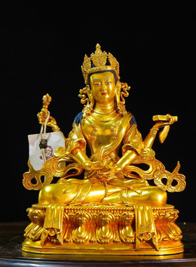 藏式纯铜七寸般若佛母佛像鎏金家用供奉摆件精品仿古鎏金铜像