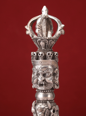 藏式普巴金刚杵孤品降魔杵纯铁手工普巴橛复古民族风饰品家用摆件