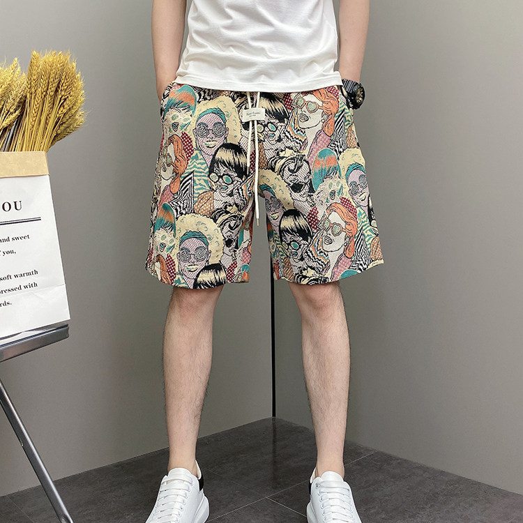 夏季新款高档潮牌印花休闲短裤男款时尚宽松百搭宽松运动五分裤潮
