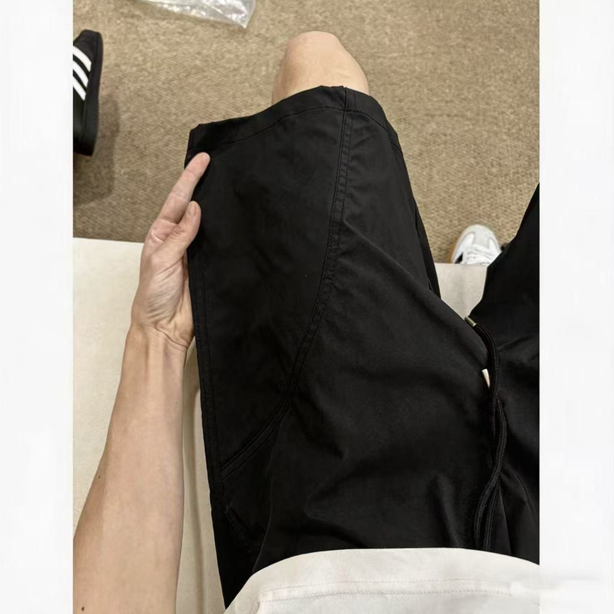 黑色健身速干短裤男夏季美式复古斜切休闲裤cleanfit五分运动裤