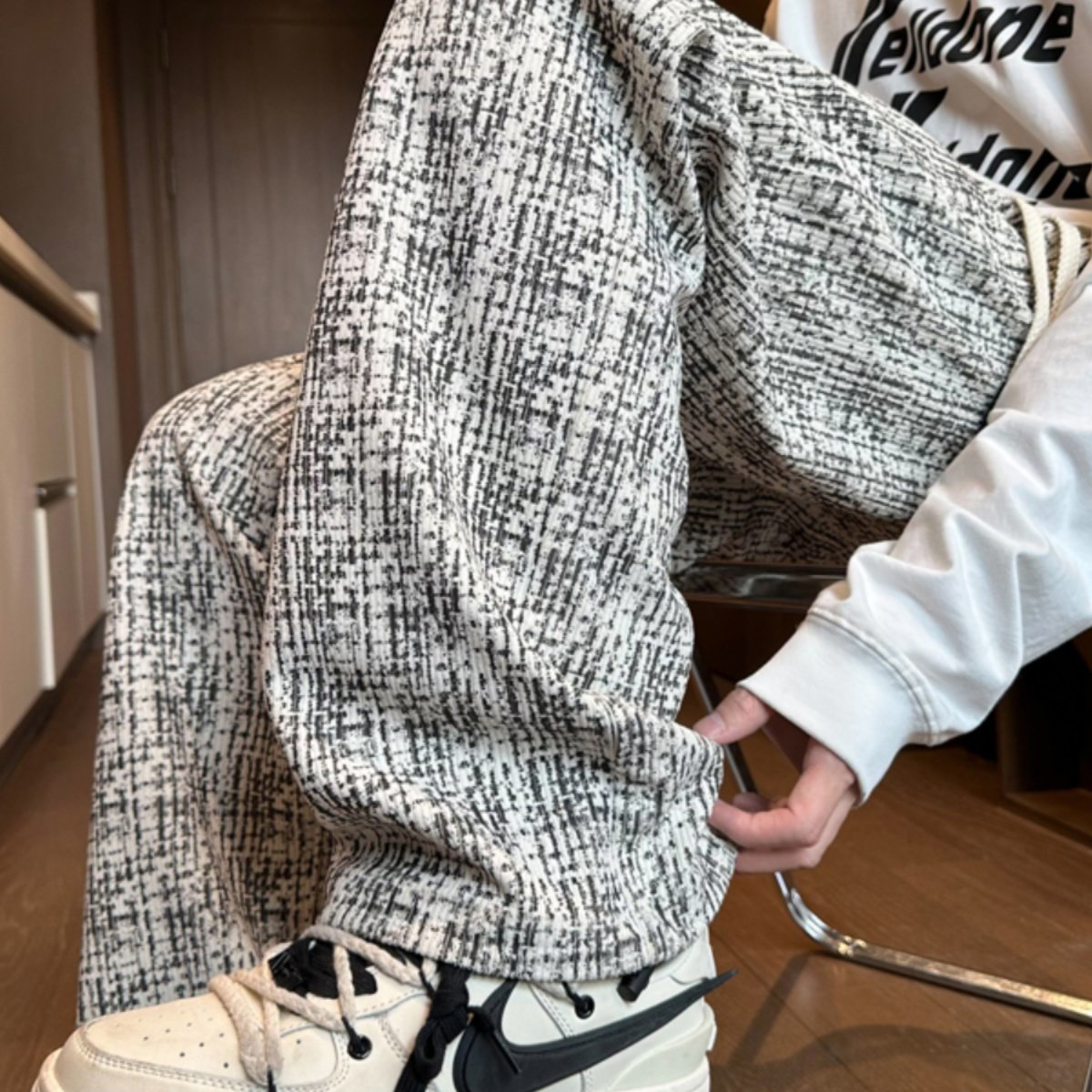 斑点阔腿裤子男女秋冬季高街美式复古灯芯绒垂感休闲宽松直筒裤