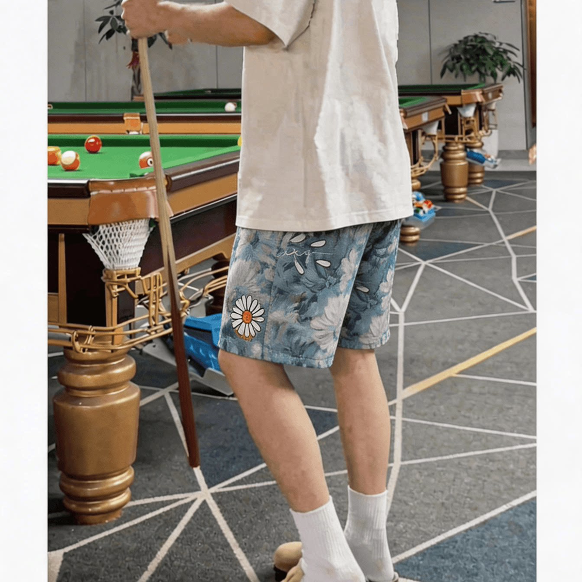 男裤新品轻奢印花五分休闲裤夏季青年潮流百搭速干短裤男沙滩裤子
