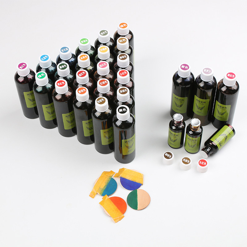 酒精染料 皮艺手工diy皮具进口分装皮革含金皮雕黑色染色剂30ml