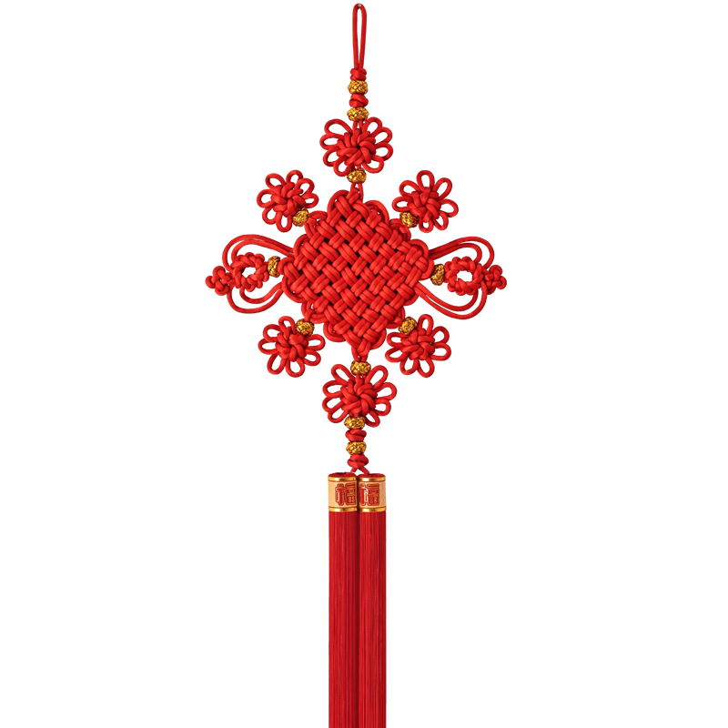 高档中国结挂件客厅装饰纯手工玄关乔迁壁挂八方来财福双线纯红