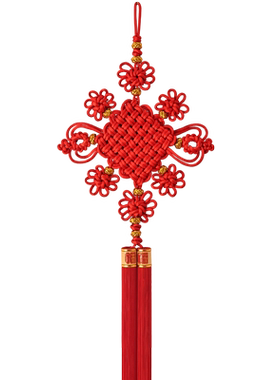 高档中国结挂件客厅装饰纯手工玄关乔迁壁挂八方来财福双线纯红