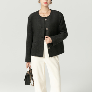 韩版正肩小香风短款羊毛呢外套女2026春秋新款小个子羊毛呢女外套