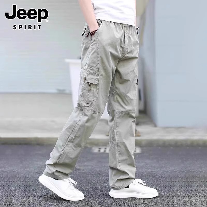 JEEPSPIRIT吉普直筒工装裤男士2025夏季新薄款潮流宽松运动休闲裤