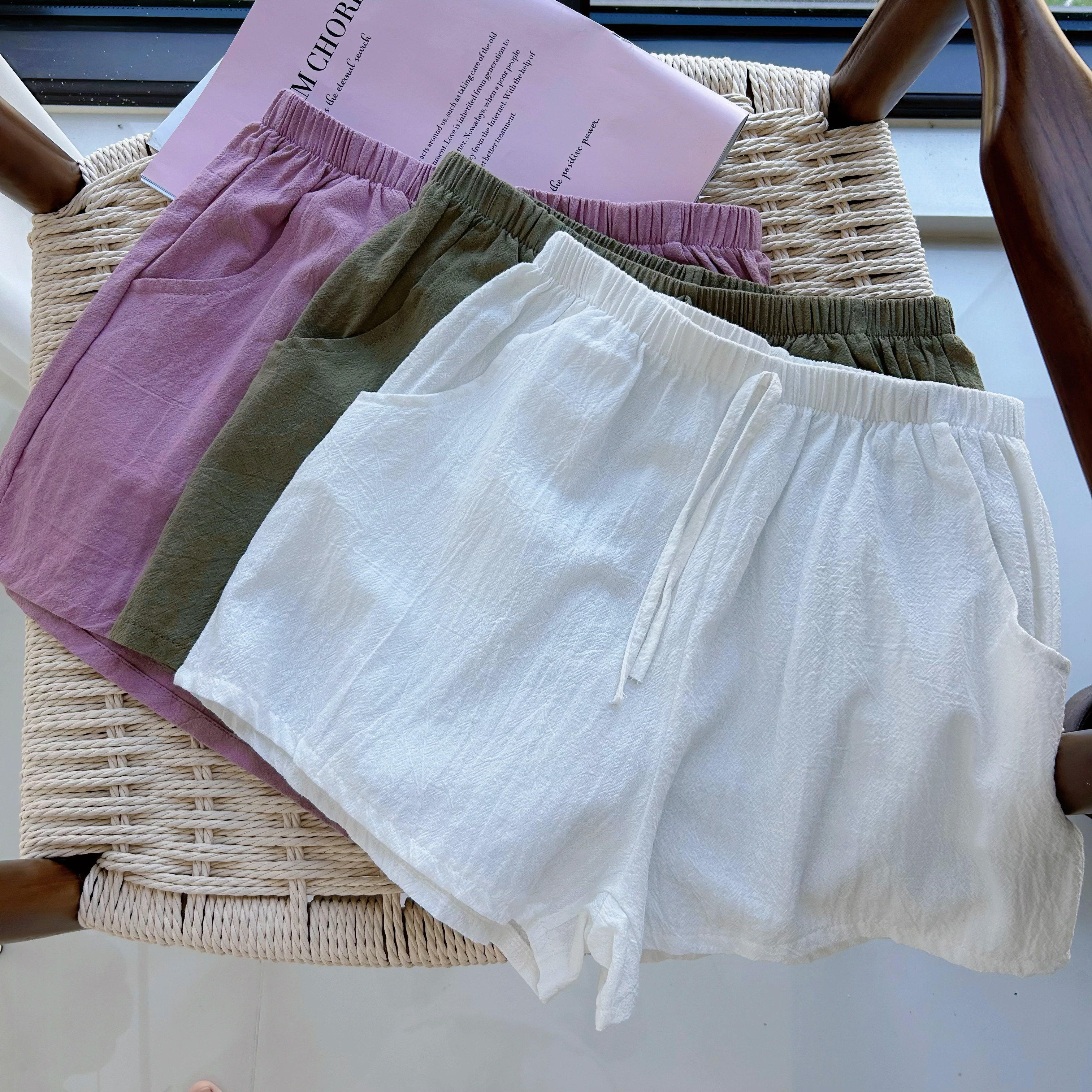 高腰短裤女夏新款裤子女ins潮阔腿运动短裤居家睡裤简约休闲热裤