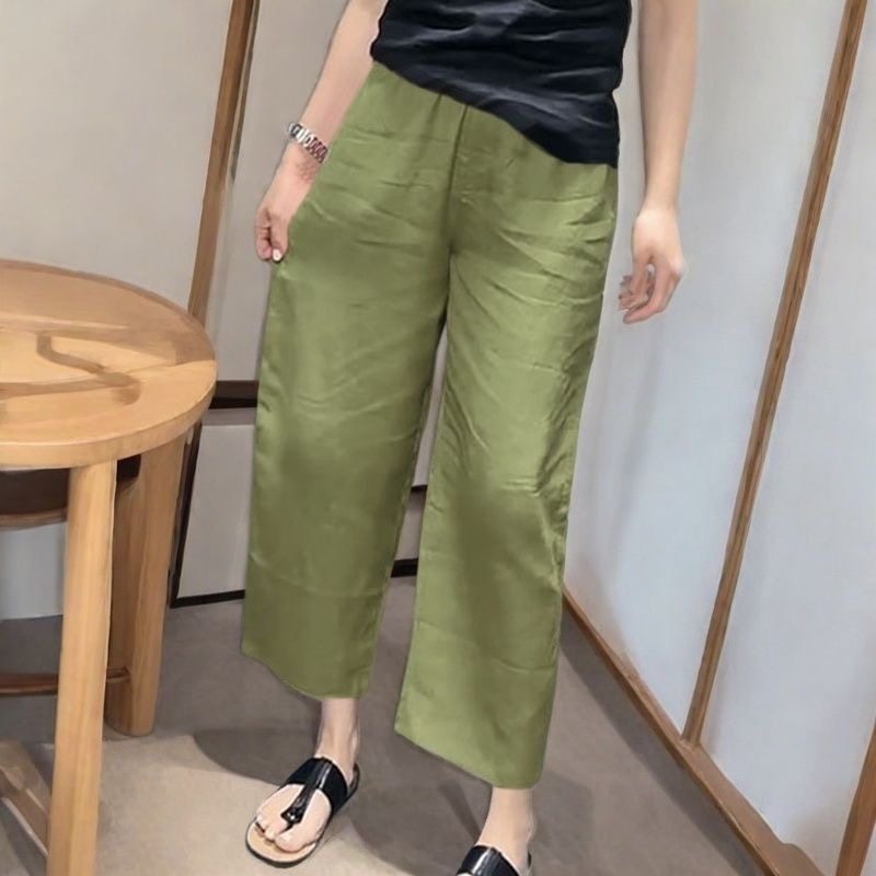 妈妈裤子夏季薄款冰丝时尚九分裤中老年人女裤宽松直筒休闲裤夏天