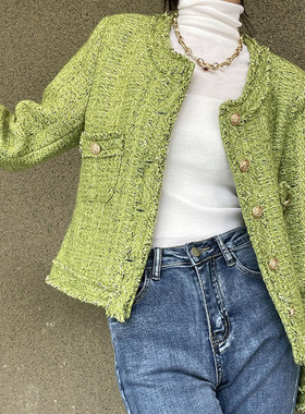 MASA 法式粗花呢气质小香风外套小众设计2022年秋季新款高级短款