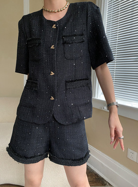 MASA2023新款春夏品质套装女短袖西装小香风气质轻奢重工时尚夏季