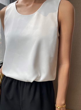 MASA日本进口三醋酸背心百搭缎面宽肩带设计宽松版型背心吊带女