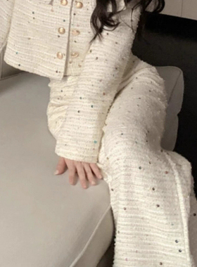 MASA FOR WEAR气质名媛装套装法式小香风外套阔腿长裤高级感套装