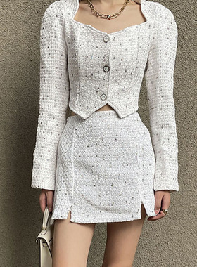 MASA 法式小香风套装女秋2022新款减龄外套裙裤辣妹两件套