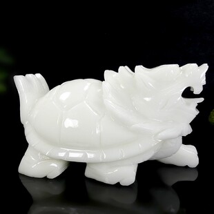 天然阿富汗白玉龙龟摆件招财玉石龙龟龙头龟客厅玄关装饰桌面礼物