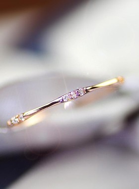 S925纯银莫桑石戒指单排钻戒小指尾戒简约轻奢时尚百搭女款指环