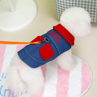 狗狗衣服冬装秋冬季加厚保暖牛仔棉衣宠物小型犬猫咪泰迪比熊博美