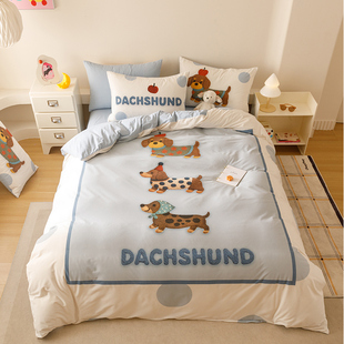 JACE羽零绒床上四件套亲肤卡通冬季床单被套加厚透气秋冬床上用品