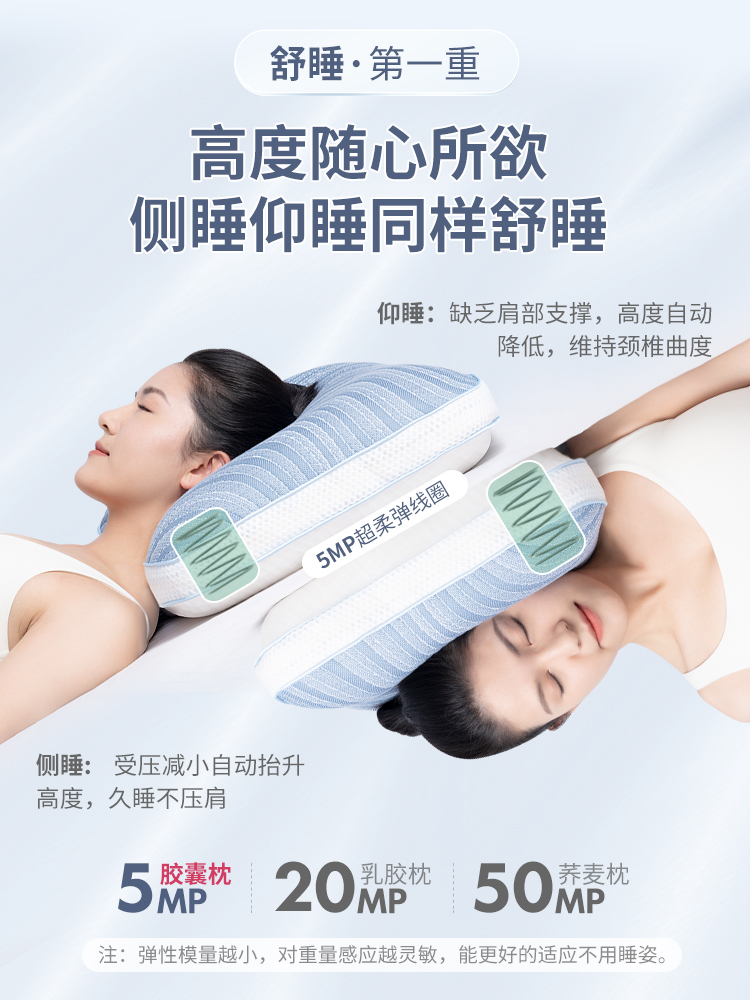 JACE泰国天然乳胶弹簧枕舒适护颈椎乳胶枕助睡眠防打呼噜枕头单人