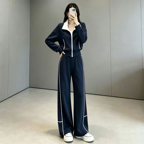 高腰阔腿裤女秋季运动套装两件套