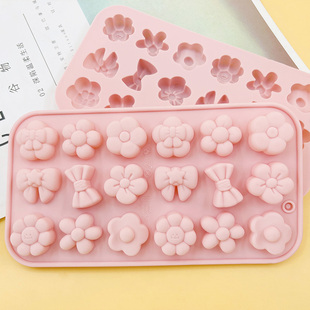 小花蝴蝶结食品级硅胶巧克力模具儿童QQ糖手工巧克力糖果易脱模小