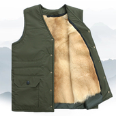 羊毛马甲男冬季 皮毛一体棉背心中老年人加厚保暖坎肩老人马夹爸爸