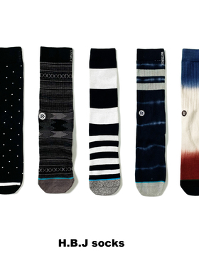 HBJ中筒男女袜美国潮牌纯棉中筒运动袜舒适跑步吸湿排汗街头ins