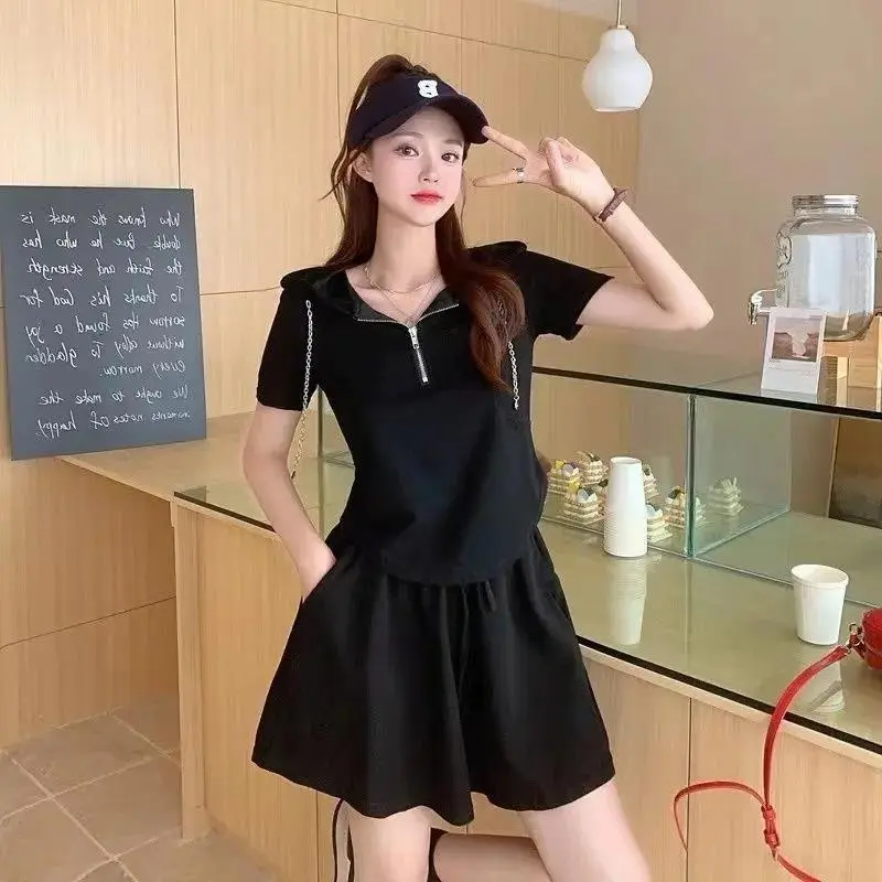 大码女装夏季女装套装宽松休闲运动减龄两件套显瘦遮肉裙裤套装女